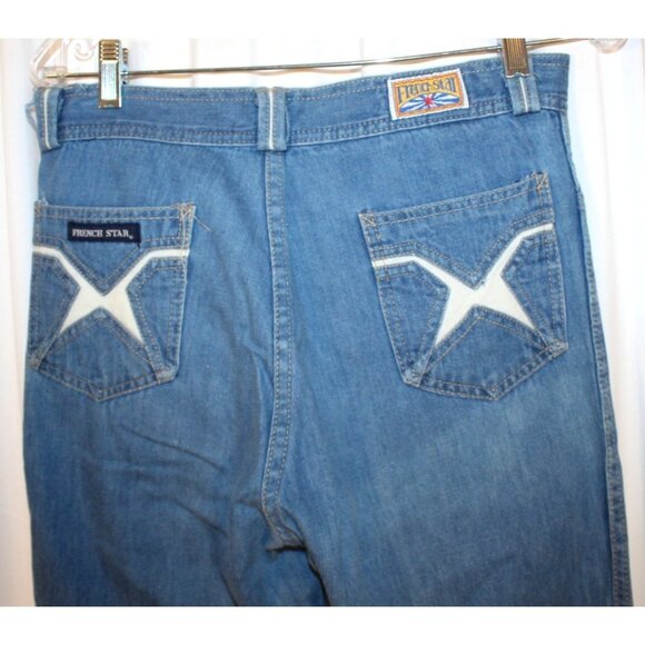 Vintage FRENCH STAR Blue Flare Jeans Size 33 High Rise 100% Cotton - Picture 3 of 5